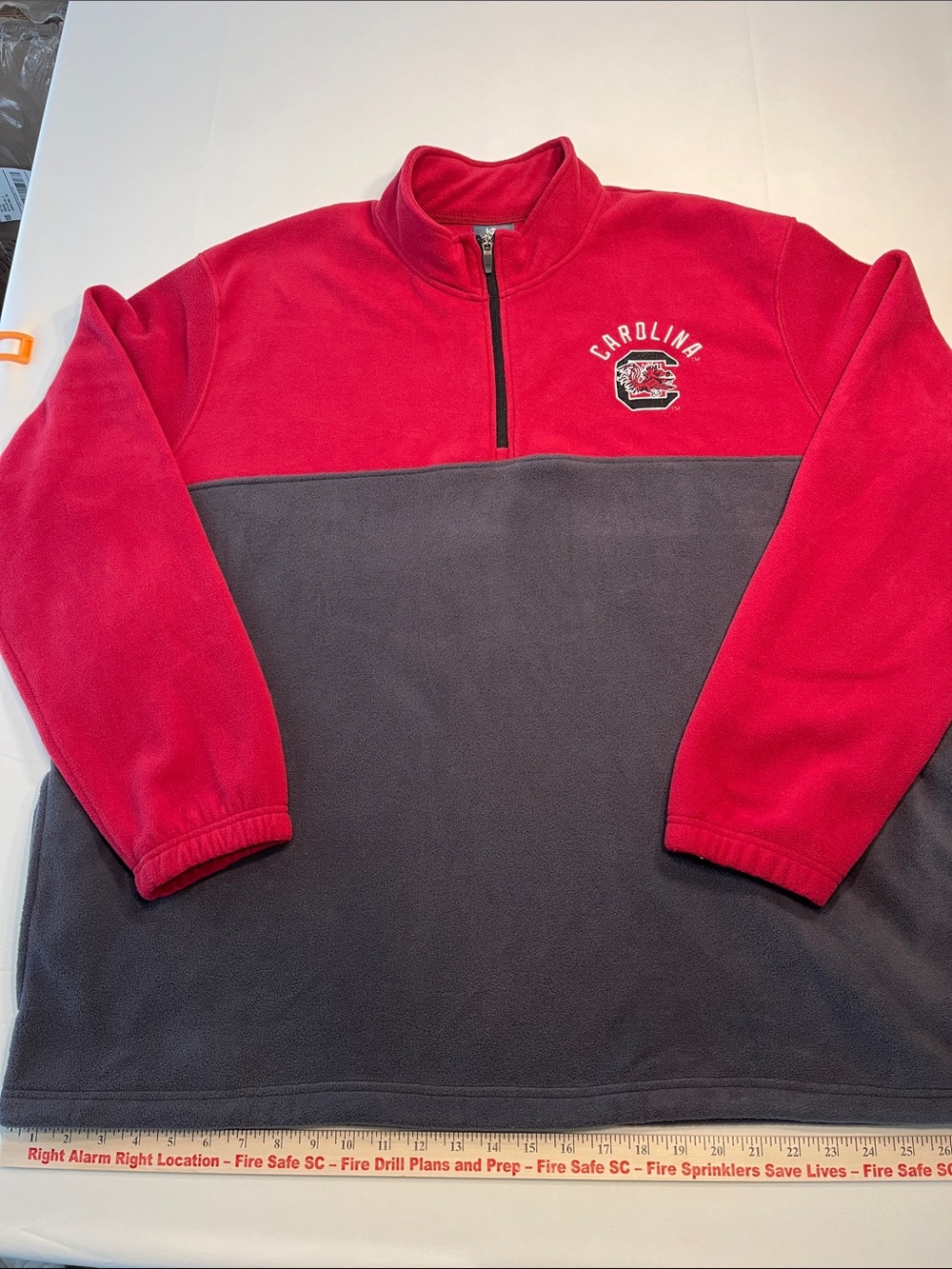 South Carolina Gamecocks Fleece Pullover 2XL Quarter Zip Red Gray Apparel